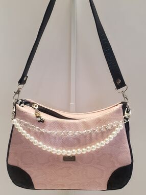 Handmade Pink Faux Leather Snake Skin Textured Mini Shoulder Bag